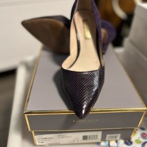 Deep Purple, Suede & Crocodile Heels. Louise & Cie, Size 5.5